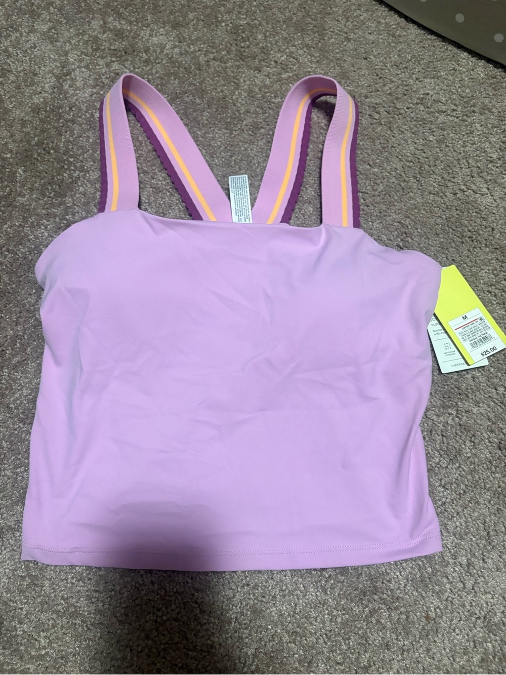 Lilac Athletic Tank with Striped Straps - all in motion